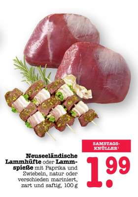 Neuseeländische Lammhüfte oder Lammspieße