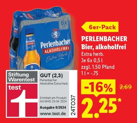 Perlenbacher Bier, alkoholfrei