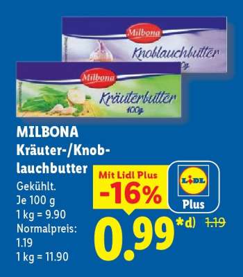 Milbona Kräuter-/ Knoblauchbutter