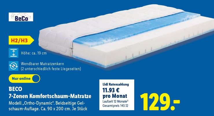 BeCo 7-Zonen-Komfortschaum-Matratze