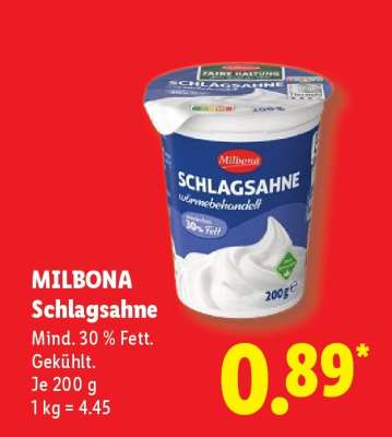 Milbona Schlagsahne