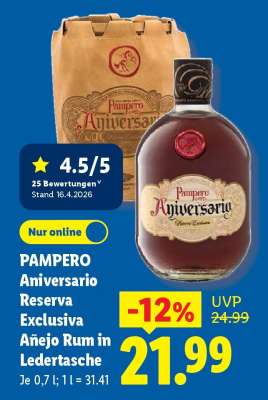 Pampero Aniversario Reserva Exclusiva Añejo Rum in Ledertasche