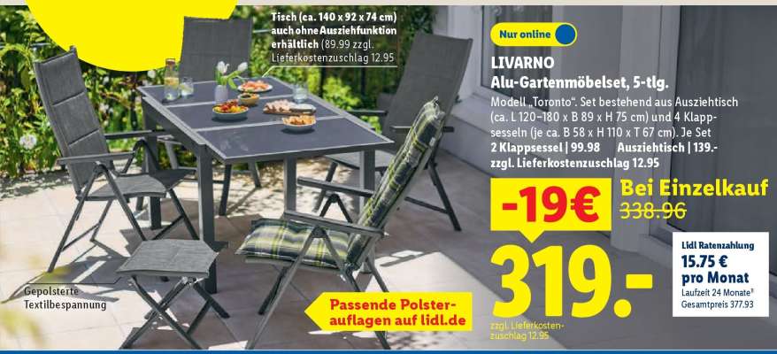 LIVARNO Alu-Gartenmöbelset, 5-tlg.