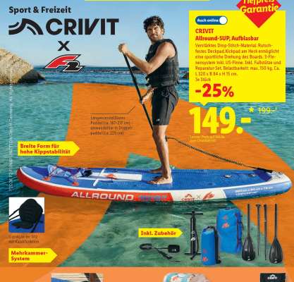 CRIVIT Allround-SUP, aufblasbar