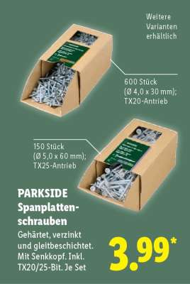 PARKSIDE Spanplattenschrauben