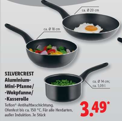 SILVERCREST Aluminium-Mini-Pfanne/-Wokpfanne/-Kasserolle