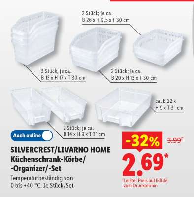 SILVERCREST/LIVARNO HOME Küchenschrank-Körbe/-Organizer/-Set