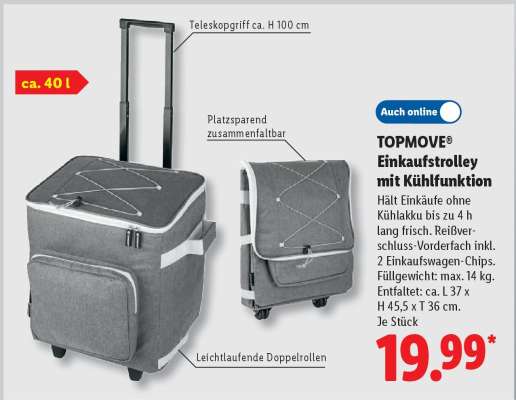 TOPMOVE® Einkaufstrolley mit Kühlfunktion