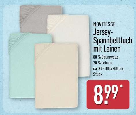 NOVITESSE Jersey-Spannbettuch mit Leinen