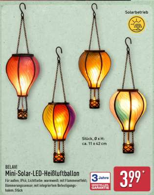 BELAVI Mini-Solar-LED-Heißluftballon