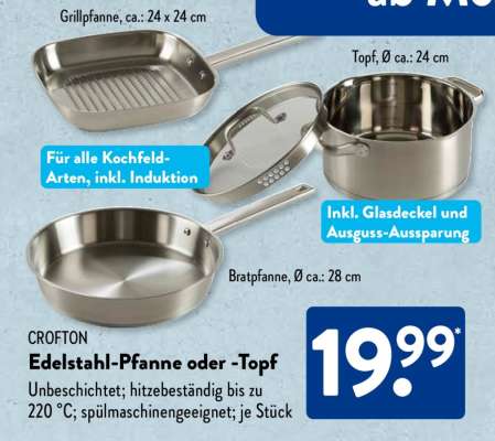 CROFTON Edelstahl-Pfanne oder -Topf