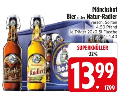 Mönchshof Bier oder Natur-Radler