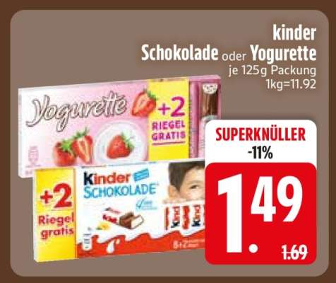 KINDER Schokolade oder YOGURETTE