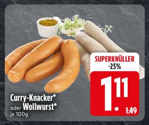 Curry-Knacker oder Wollwurst