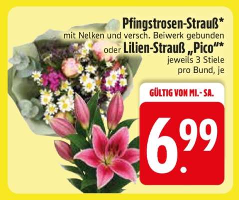 Pfingstrosen-Strauß oder Lilien-Strauß 'Pico'