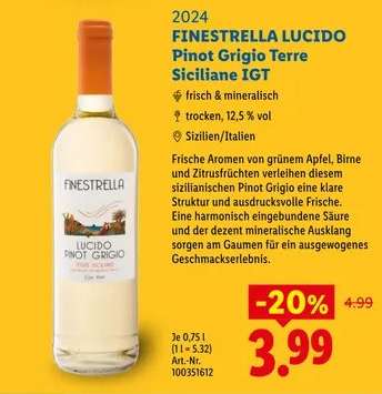 FINESTRELLA LUCIDO Pinot Grigio Terre Siciliane IGT