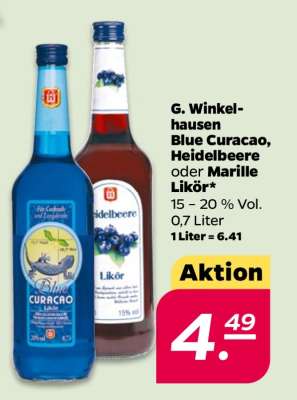G. Winkelhausen Blue Curacao, Heidelbeere oder Marille Likör