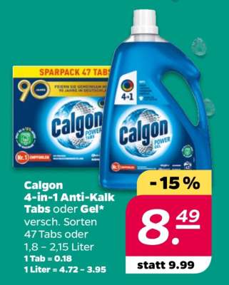 Calgon 4-in-1 Anti-Kalk Tabs oder Gel