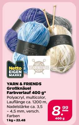 YARN & FRIENDS Großknäuel Farbverlauf 400 g