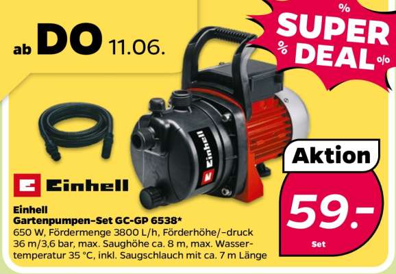 Einhell Gartenpumpen-Set GC-GP 6538