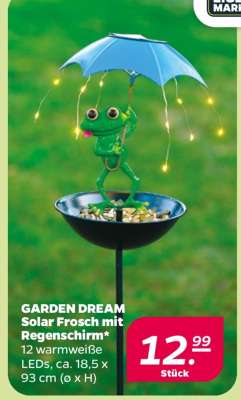 GARDEN DREAM Solar Frosch mit Regenschirm