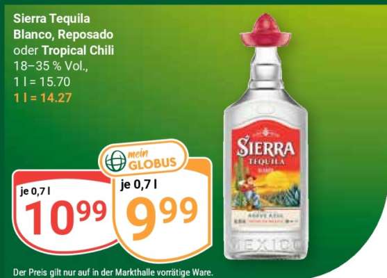 Sierra Tequila Blanco, Reposado oder Tropical Chili