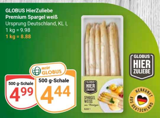 GLOBUS HierZuliebe Premium Spargel weiß