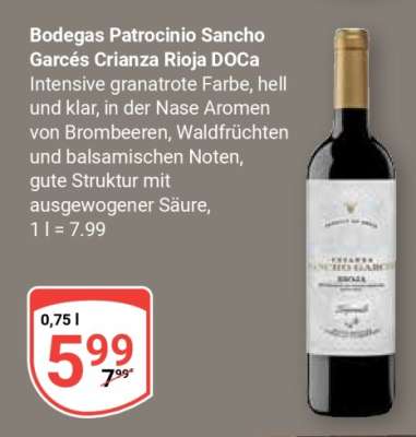 Bodegas Patrocinio Sancho Garcés Crianza Rioja DOCa
