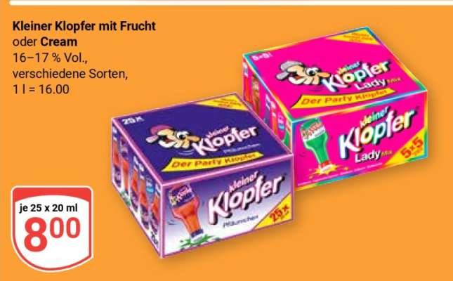 Kleiner Klopfer mit Frucht oder Cream