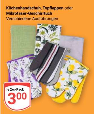 Küchenhandschuh, Topflappen oder Mikrofaser-Geschirrtuch