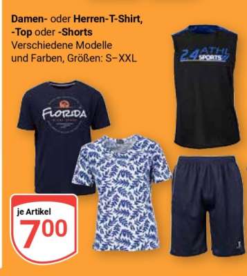 Damen- oder Herren-T-Shirt, -Top oder -Shorts