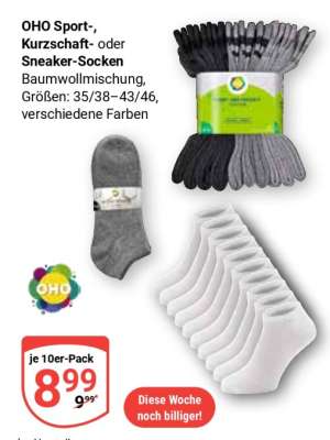 OHO Sport-, Kurzschaft- oder Sneaker-Socken