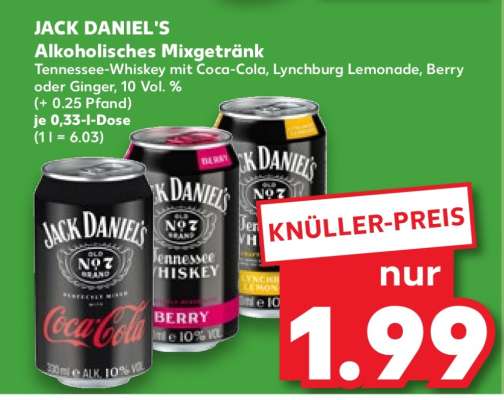JACK DANIEL'S Alkoholisches Mixgetränk