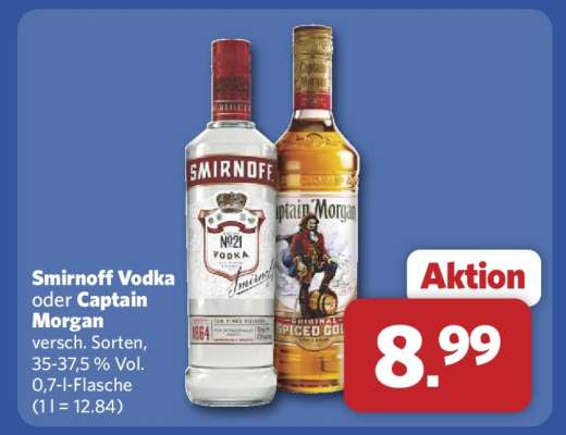 Smirnoff Vodka oder Captain Morgan