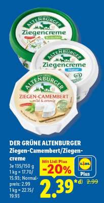 Der grüne Altenburger Ziegen-Camembert/Ziegencreme
