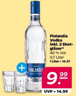 Finlandia Vodka inkl. 2 Shotgläser