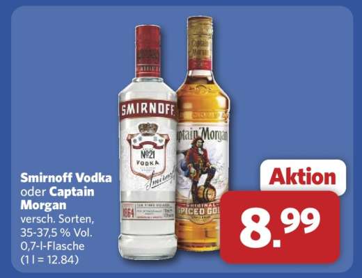 Smirnoff Vodka oder Captain Morgan
