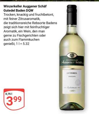 Winzerkeller Auggener Schäf Gutedel Baden DQW