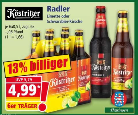 Köstritzer Radler Limette oder Schwarzbier-Kirsche