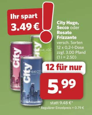 City Hugo Secco oder Rosato Frizzante