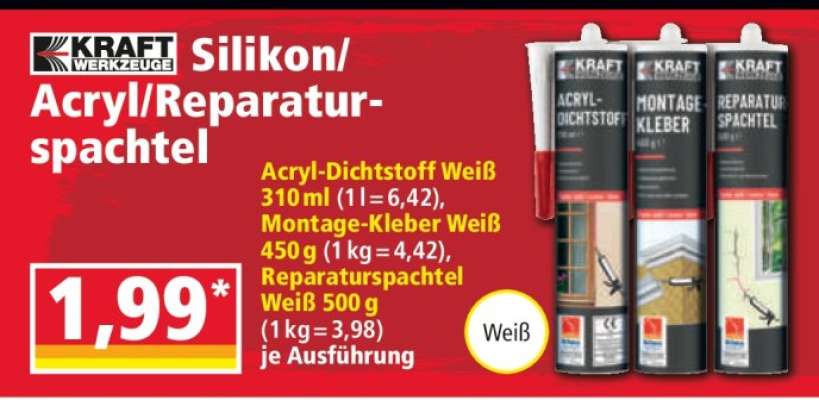 Silikon/Acryl/Reparaturspachtel