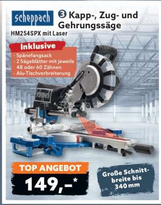 Kapp-, Zug- und Gehrungssäge HM254SPX mit Laser