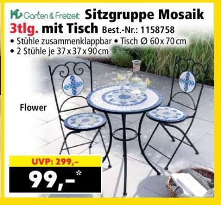 Sitzgruppe Mosaik 3tlg. mit Tisch
