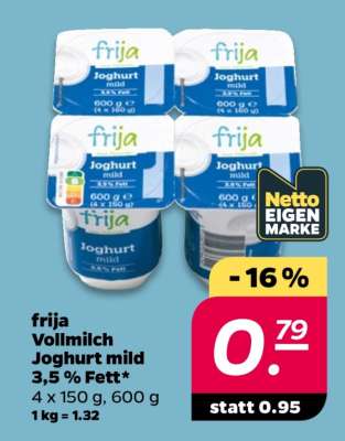 frija Vollmilch Joghurt mild 3,5% Fett