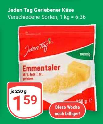 Jeden Tag Geriebener Käse