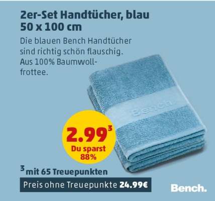 2er-Set Handtücher, blau 50 x 100 cm