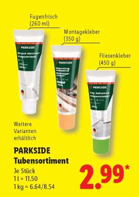 PARKSIDE Tubensortiment