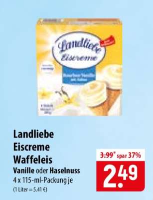 Landliebe Eiscreme Waffeleis
