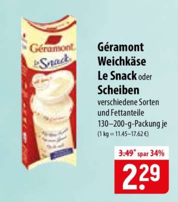 Géramont Weichkäse, Le Snack oder Scheiben