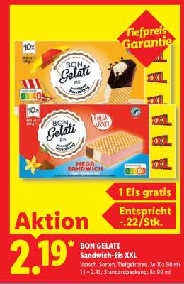 Bon Gelati Sandwich Eis XXL